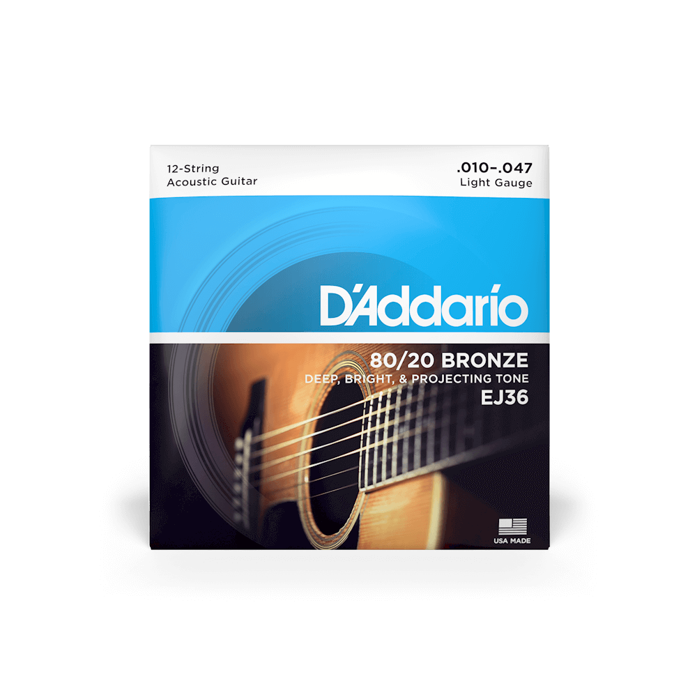 Cordes de guitare acoustique D'Addario 80/20 Bronze | Tous tirants
