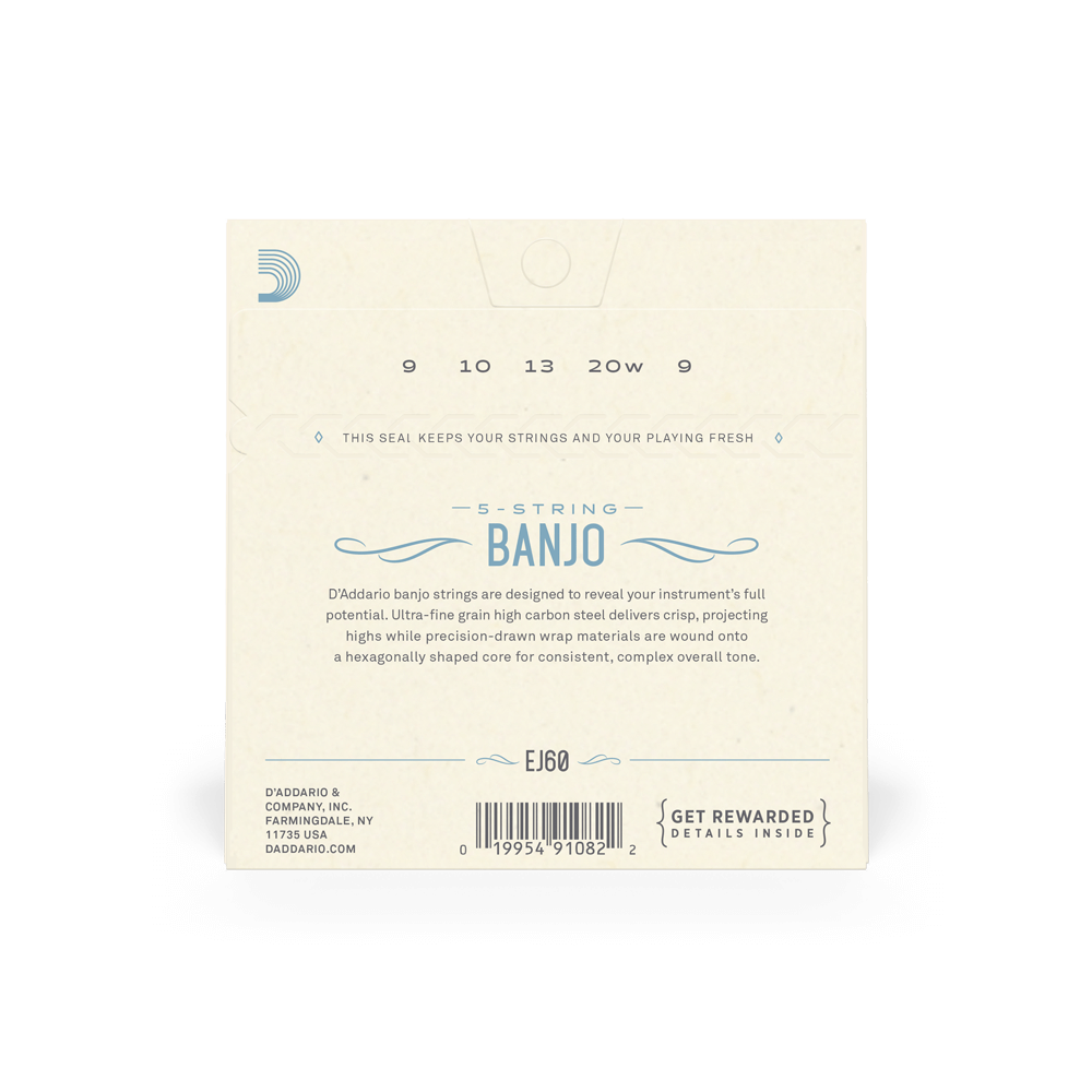 D'Addario 5 String Banjo Nickle-Plated Steel Strings