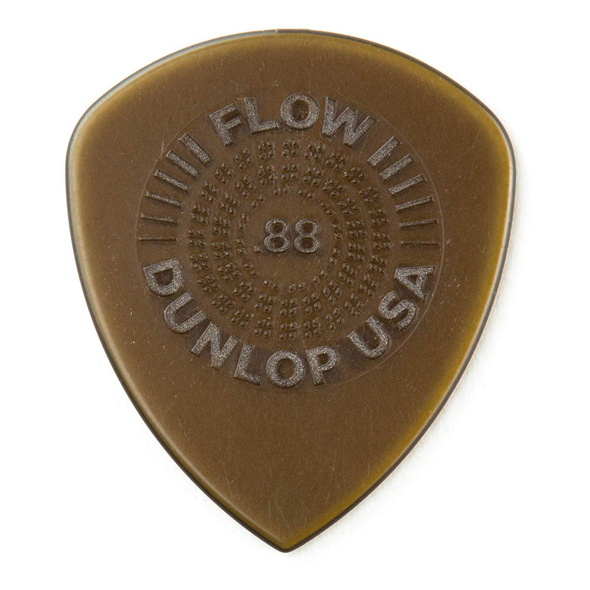 Dunlop Flow Standard Grip 0.88mm Ultex guitar pick in brown, front view