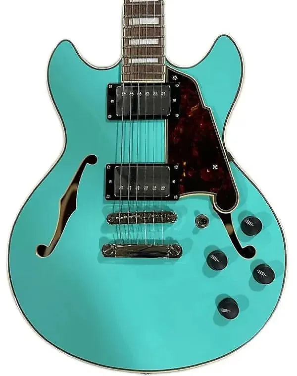 D'Angelico Limited-Edition Premier Mini DC Electric Guitar - Surf Green With Tortoise Pickguard