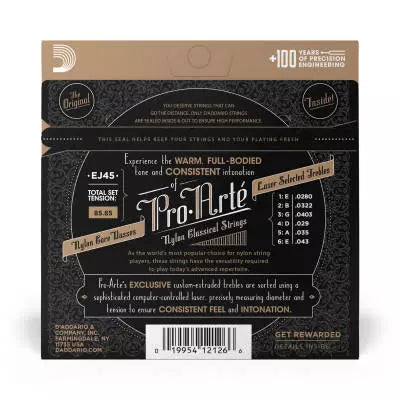 D'Addario EJ45 - Pro Arte Silver/Clear/Normal  - IN STORE