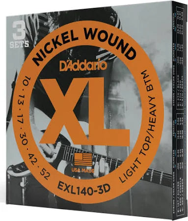D'Addario EXL Nickel Wound Electric Guitar Strings, 3-Pack