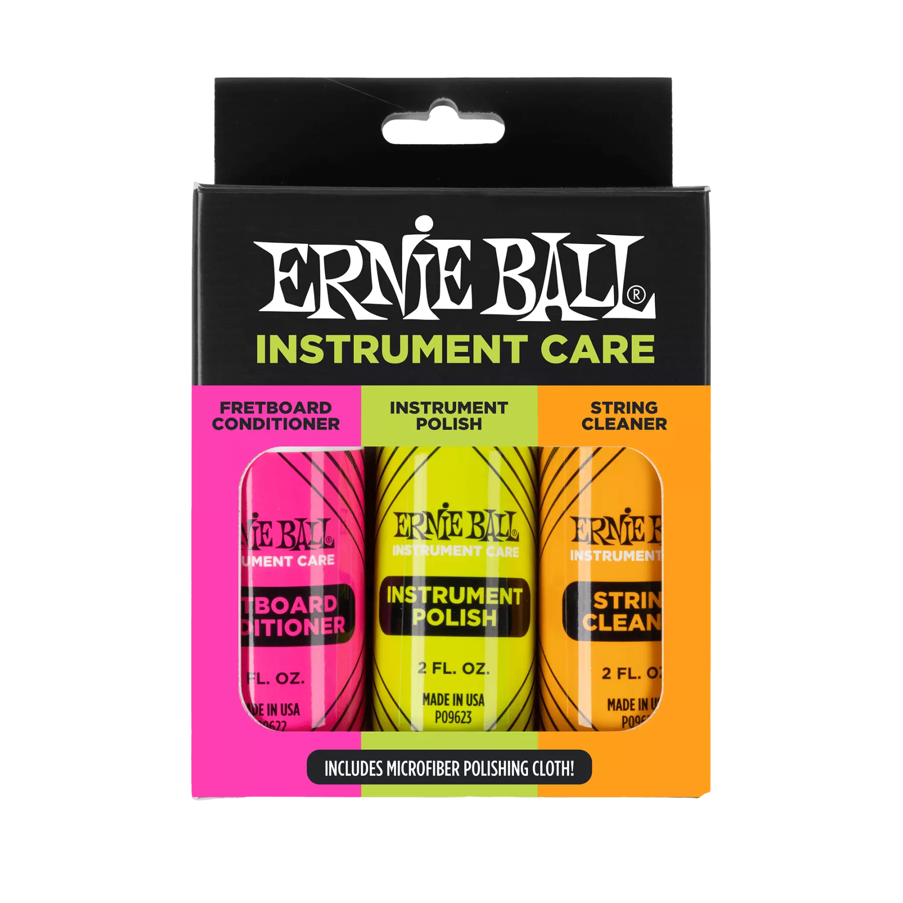Ernie Ball Instrument Care 3-Pack with Microfiber Cloth