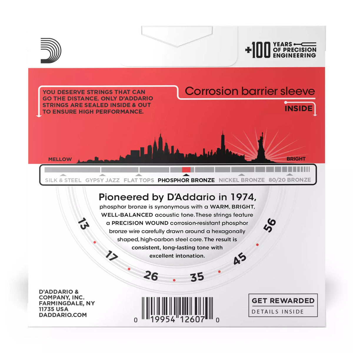 3 jeux de cordes pour guitare acoustique D'Addario Phosphor Bronze