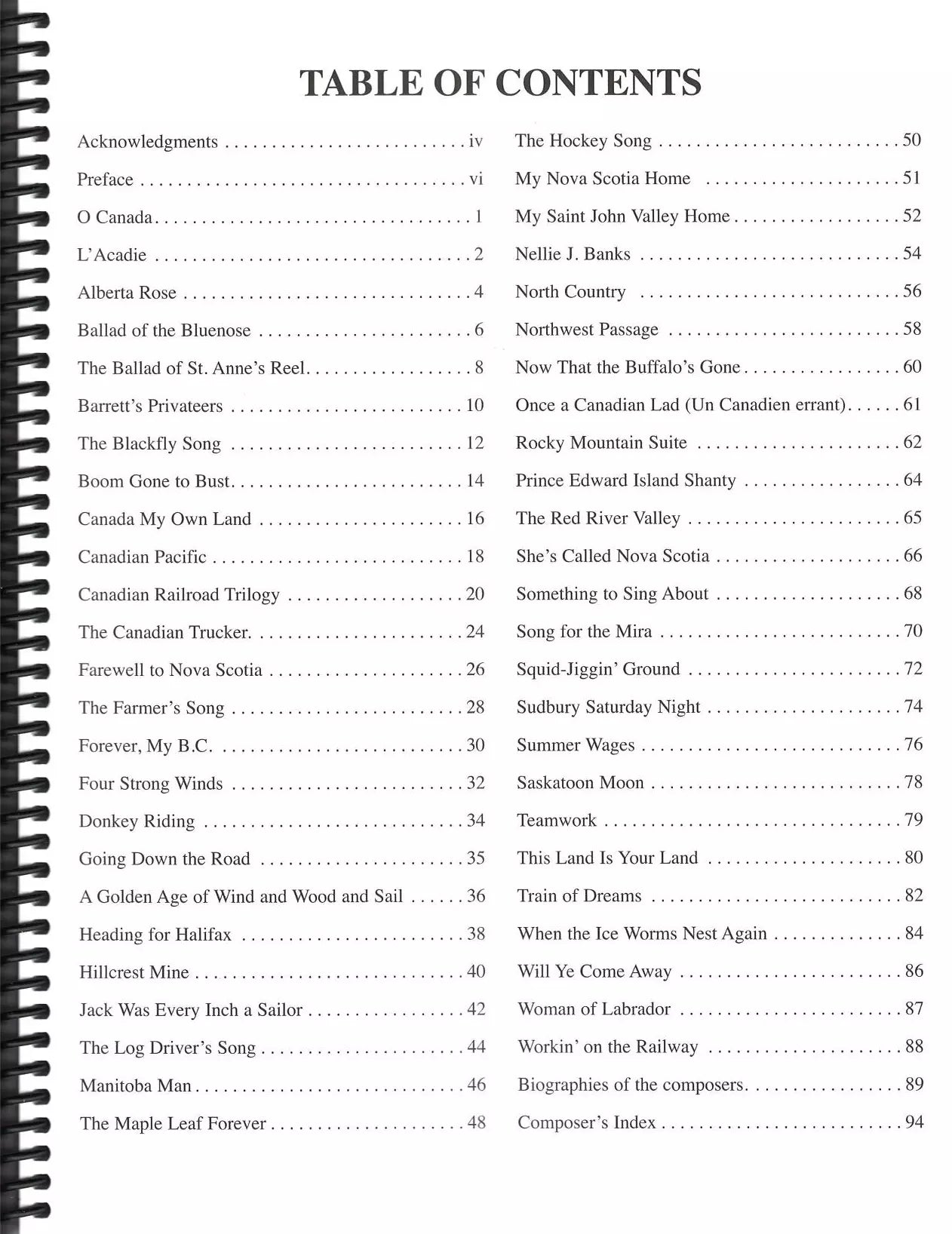 The Great Canadian Song Book Volume I