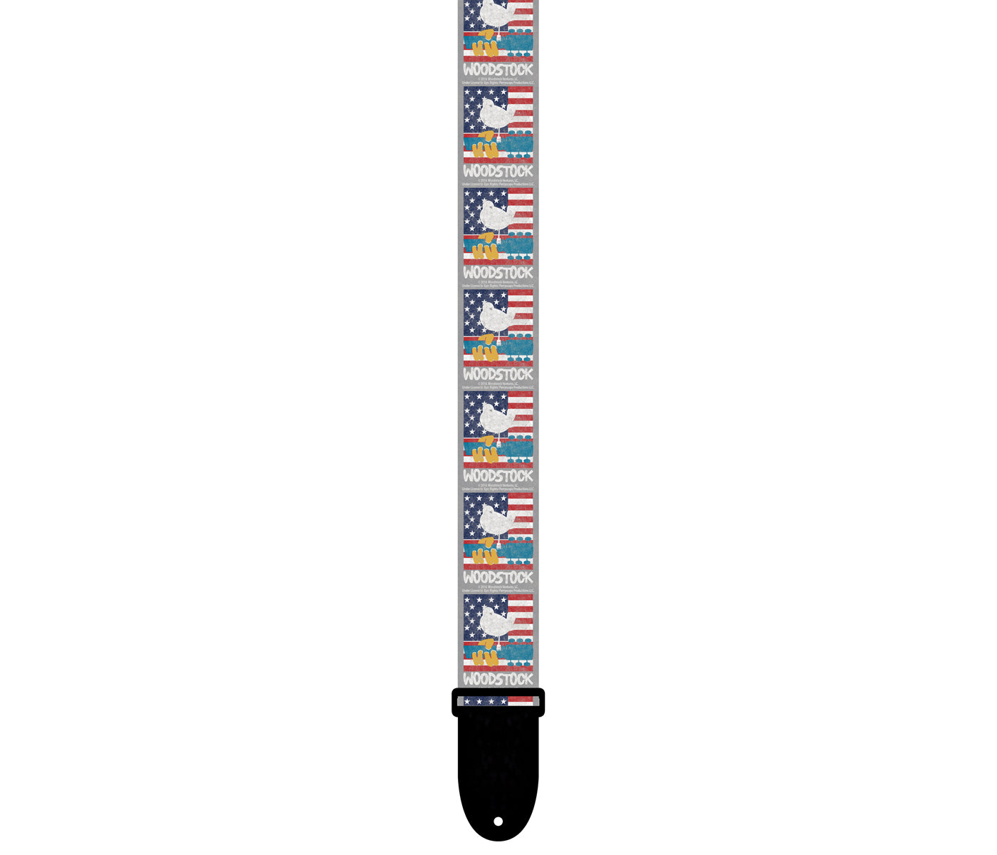 Perri's WOODSTOCK PEACE LOVE MUSIC USA FLAG LOGO ON POLYESTER GUITAR STRAP