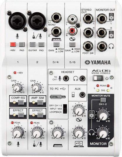 Yamaha AG06 6-Channel Mixer - White