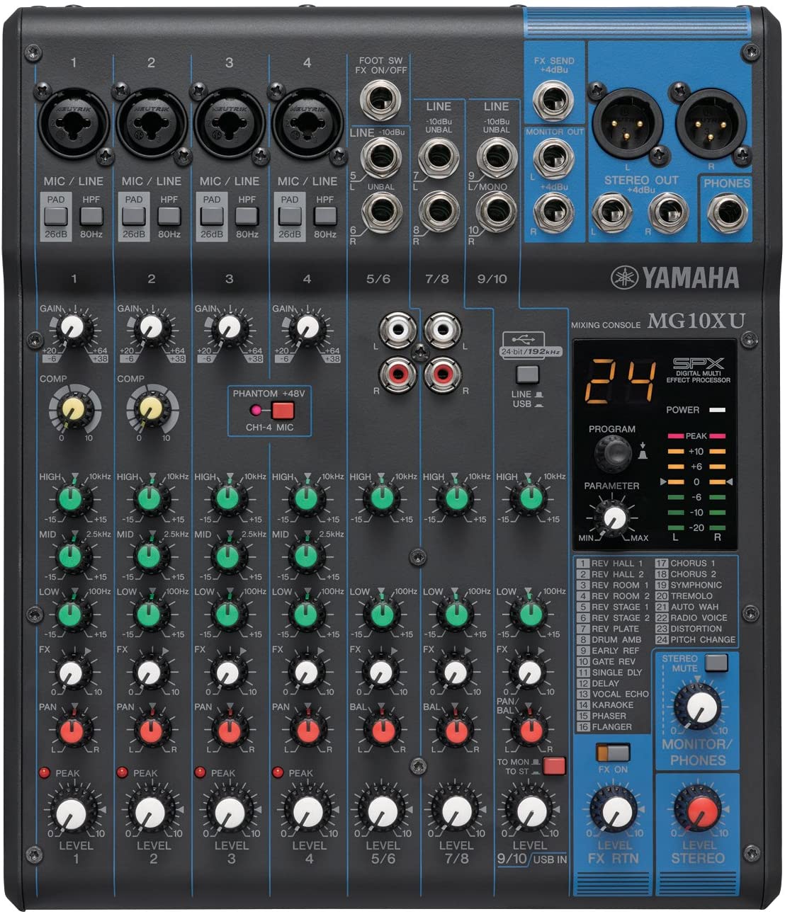 Yamaha10 Channel MG10XU Series Mixer w/Effects
