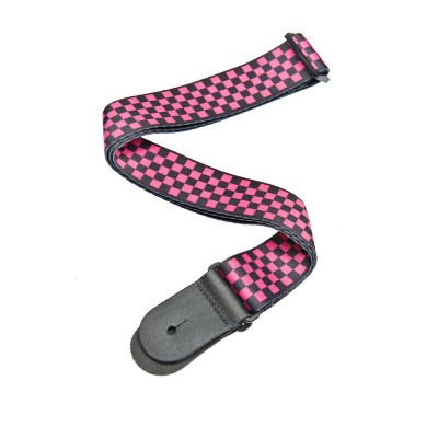 D'addario Black and pink checker pattern guitar strap