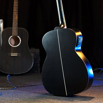 Washburn Deep Forest Ebony Folk Acoustic Electric Guitar - Striped Ebony
