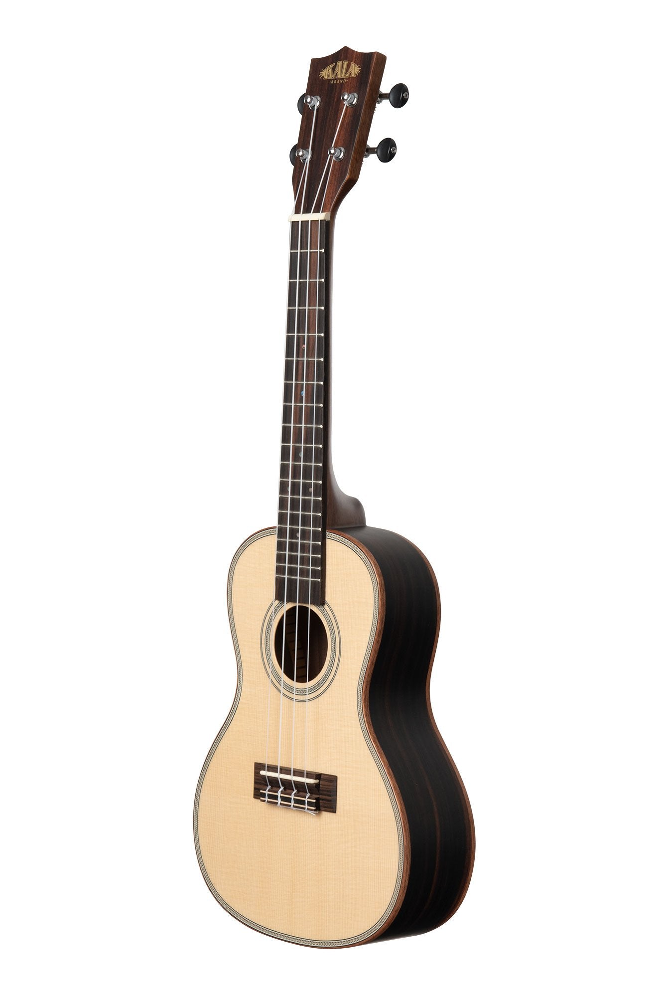 kala KA-SSEBY-C Solid Spruce Top Striped Ebony Concert Ukulele