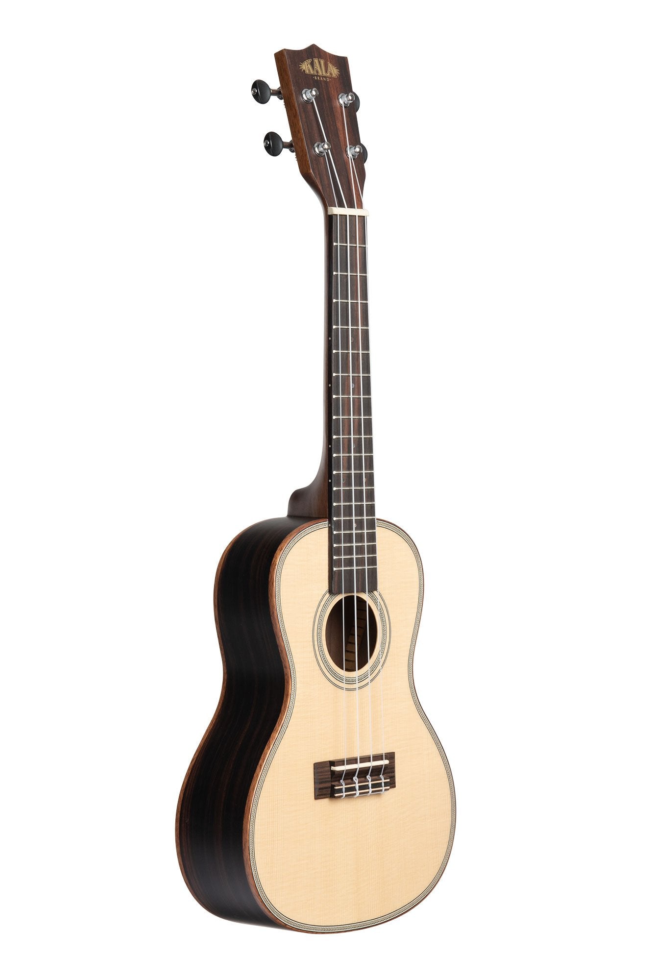 kala KA-SSEBY-C Solid Spruce Top Striped Ebony Concert Ukulele