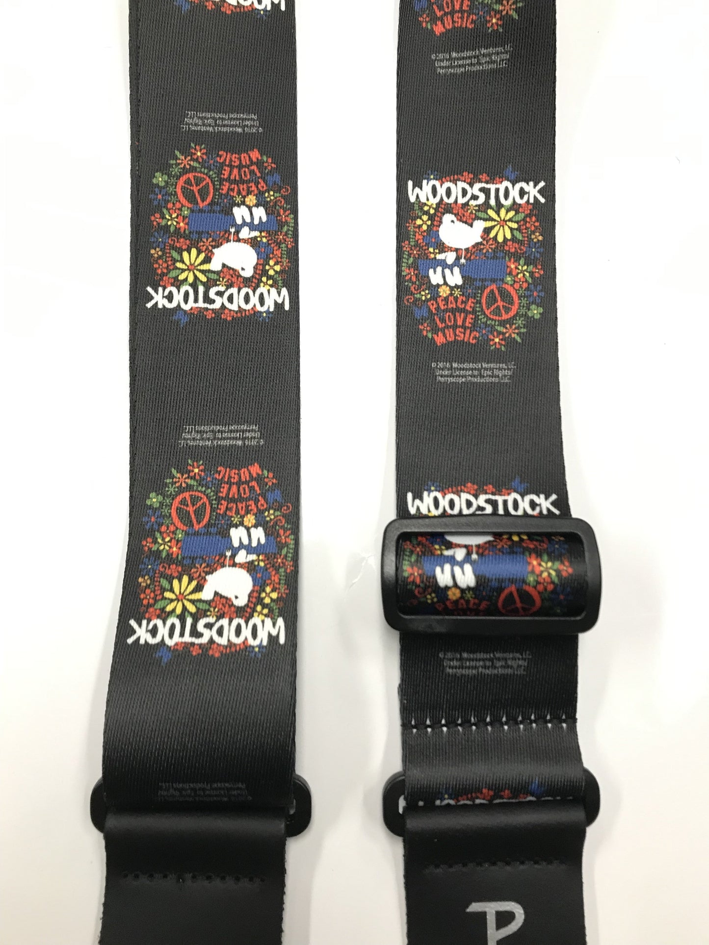 Perri's WOODSTOCK PEACE LOVE MUSIC USA FLAG LOGO ON POLYESTER GUITAR STRAP