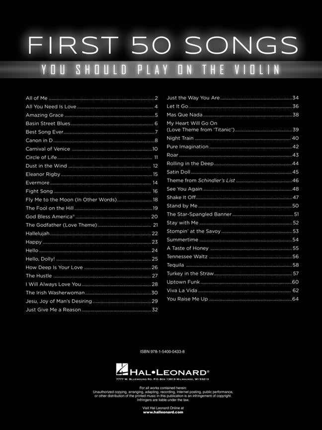 First 50 Songs You Should Play on Violin