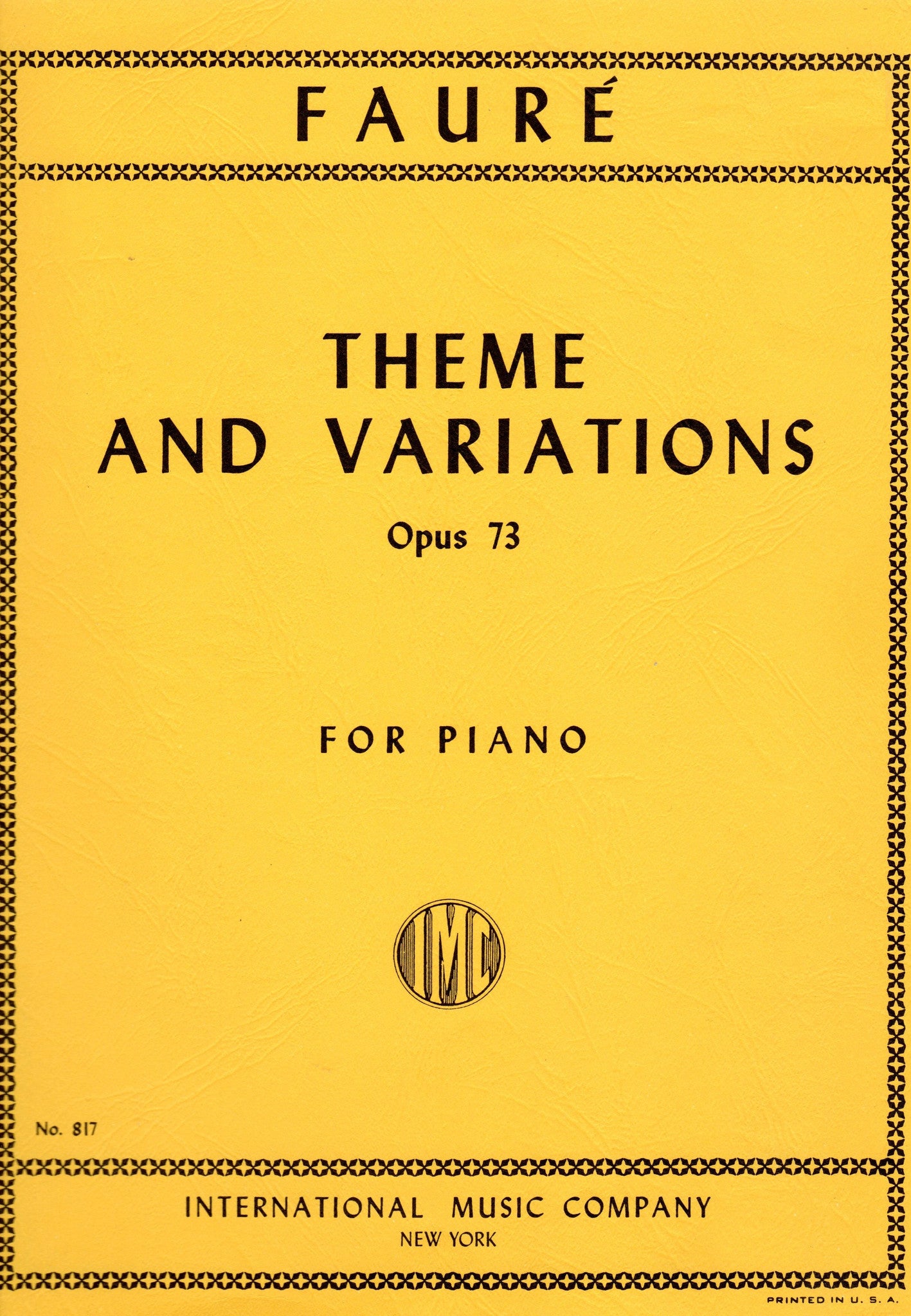 Faure - Theme & Variations, Opus 73 (Piano Solo) - Canada