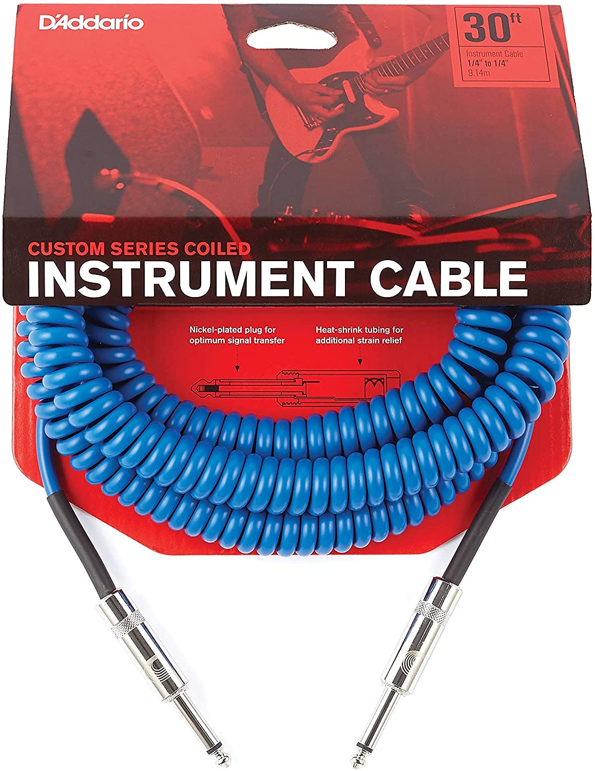 D'Addario 30ft Coiled Instrument Cable