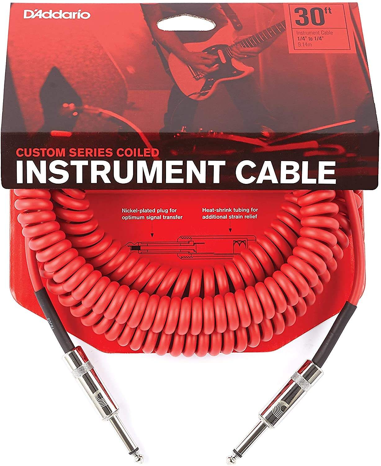 D'Addario 30ft Coiled Instrument Cable
